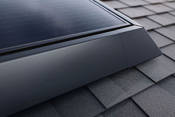 Close-up of black-on-black solar panels